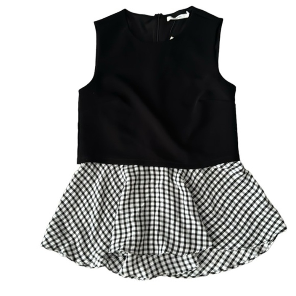 Bailey 44 Women’s Black White Checkered Sleeveless Blouse Work Top XS